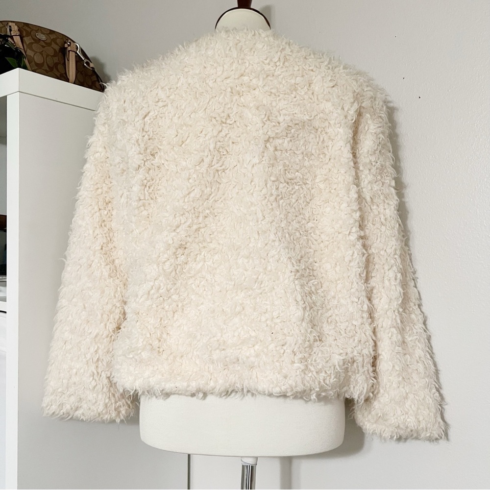 CAbi Coat Ivory Cream Fuzzy Sherpa Coat Style 3024 - Picture 6 of 12